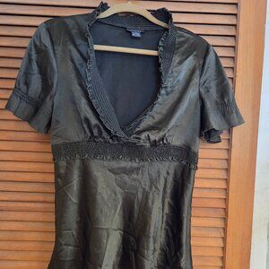 Olive green satin top